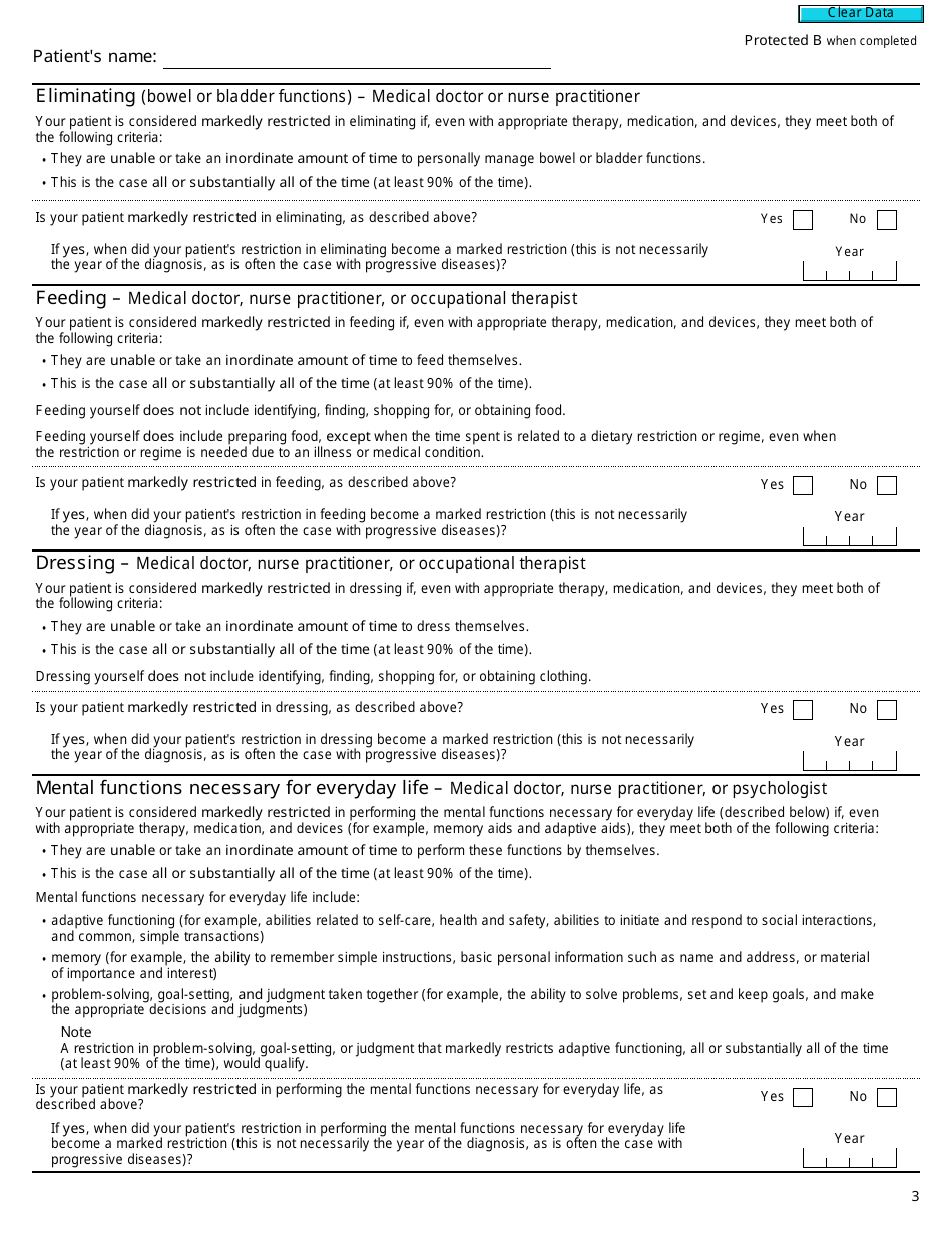 Form T2201 Disability Tax Credit Certificate - Canada, Page 3