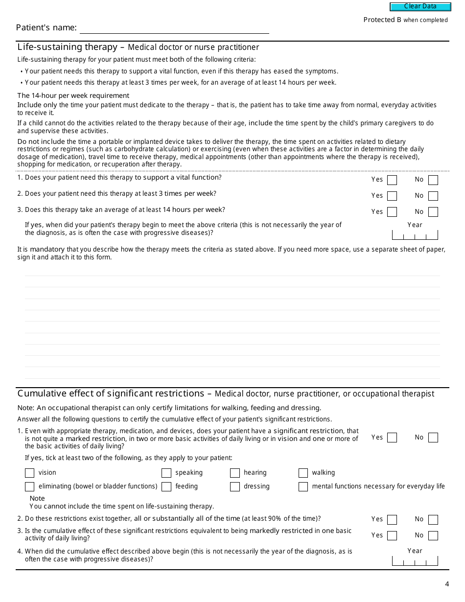 Form T2201 Disability Tax Credit Certificate - Canada, Page 4