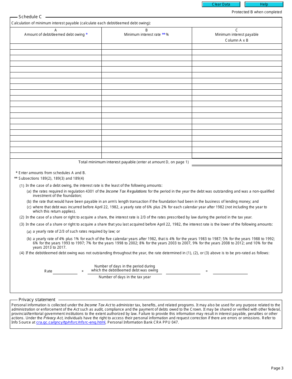 Form T2140 Part V Tax Return - Tax on Non-qualified Investments of a Registered Charity - Canada, Page 3