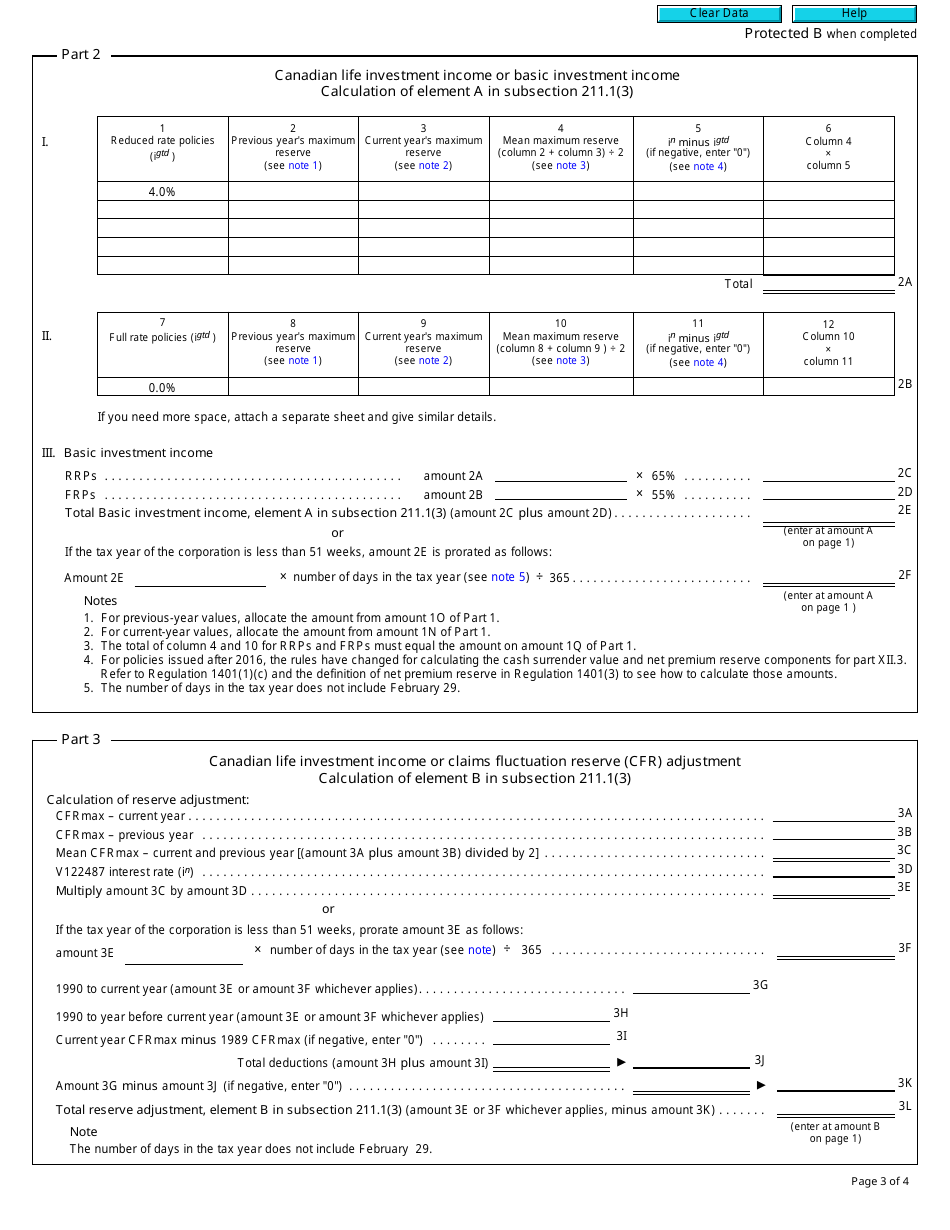 Form T2142 Part XII.3 Tax Return Tax on Investment Income of Life Insurers (2016 and Later Tax Years) - Canada, Page 3