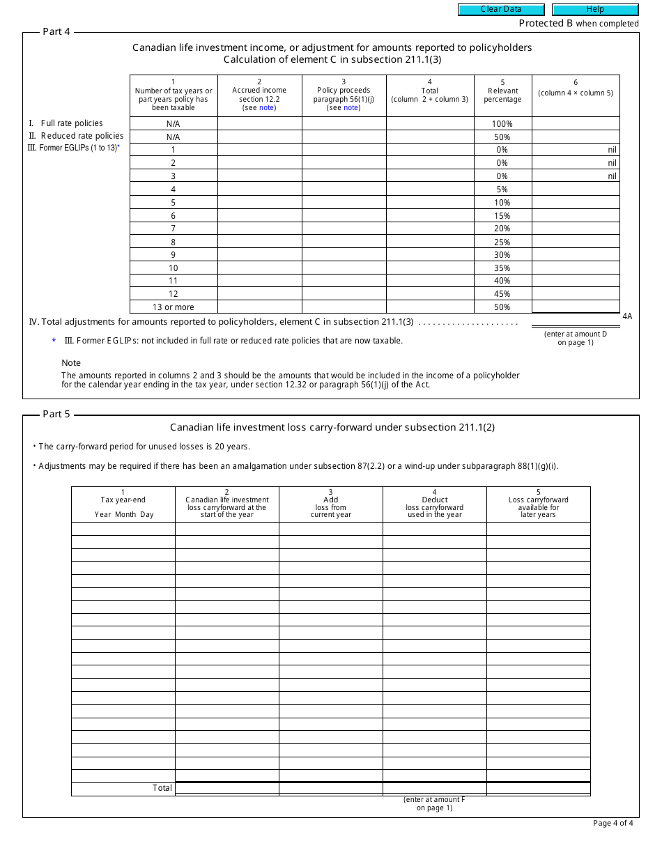 Form T2142 Part XII.3 Tax Return Tax on Investment Income of Life Insurers (2016 and Later Tax Years) - Canada, Page 4
