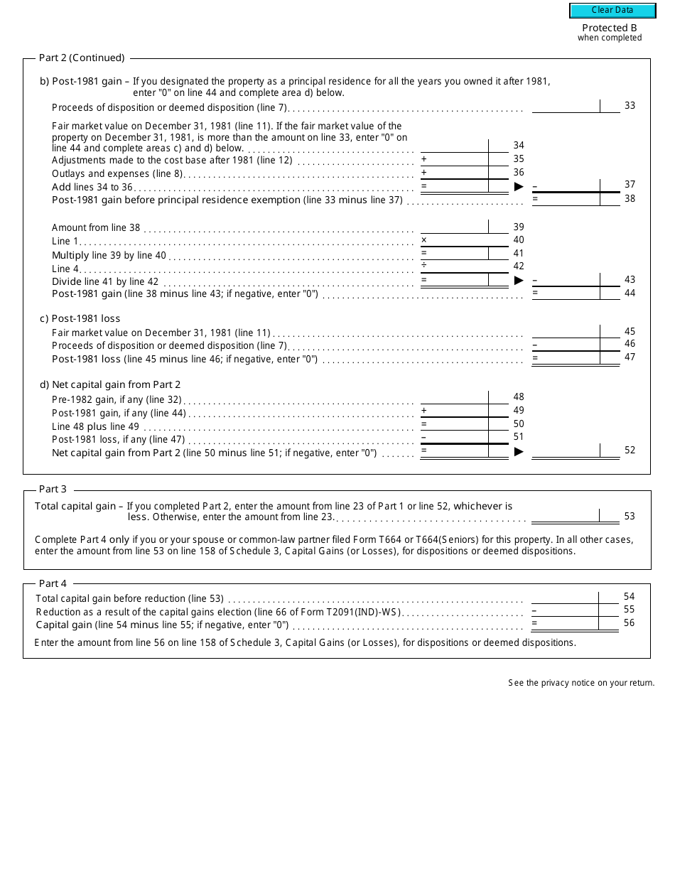 Form T2091(IND) Designation of a Property as a Principal Residence by an Individual (Other Than a Personal Trust) - Canada, Page 3