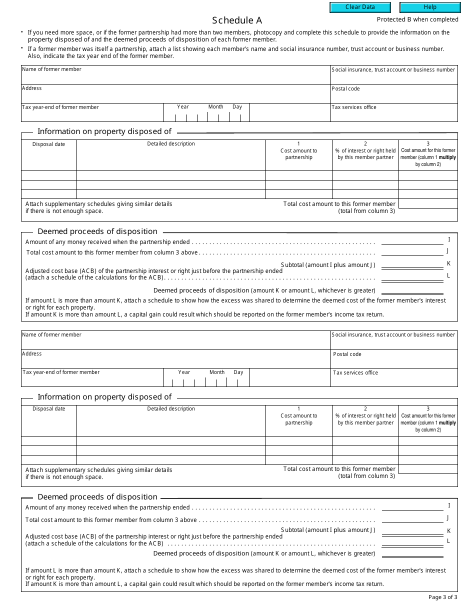 Form T2060 Election for Disposition of Property Upon Cessation of Partnership - Canada, Page 3