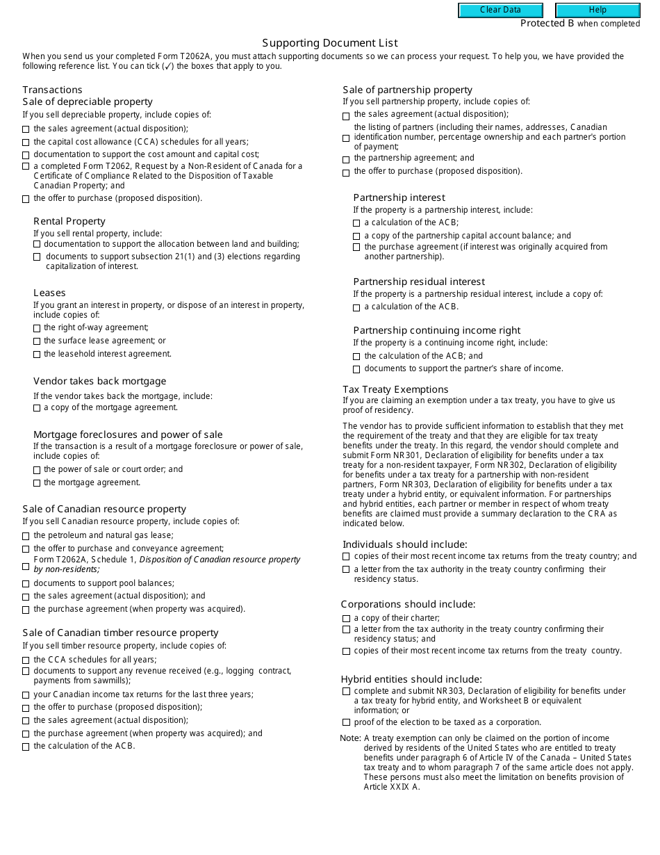 Form T2062A - Fill Out, Sign Online and Download Fillable PDF, Canada ...