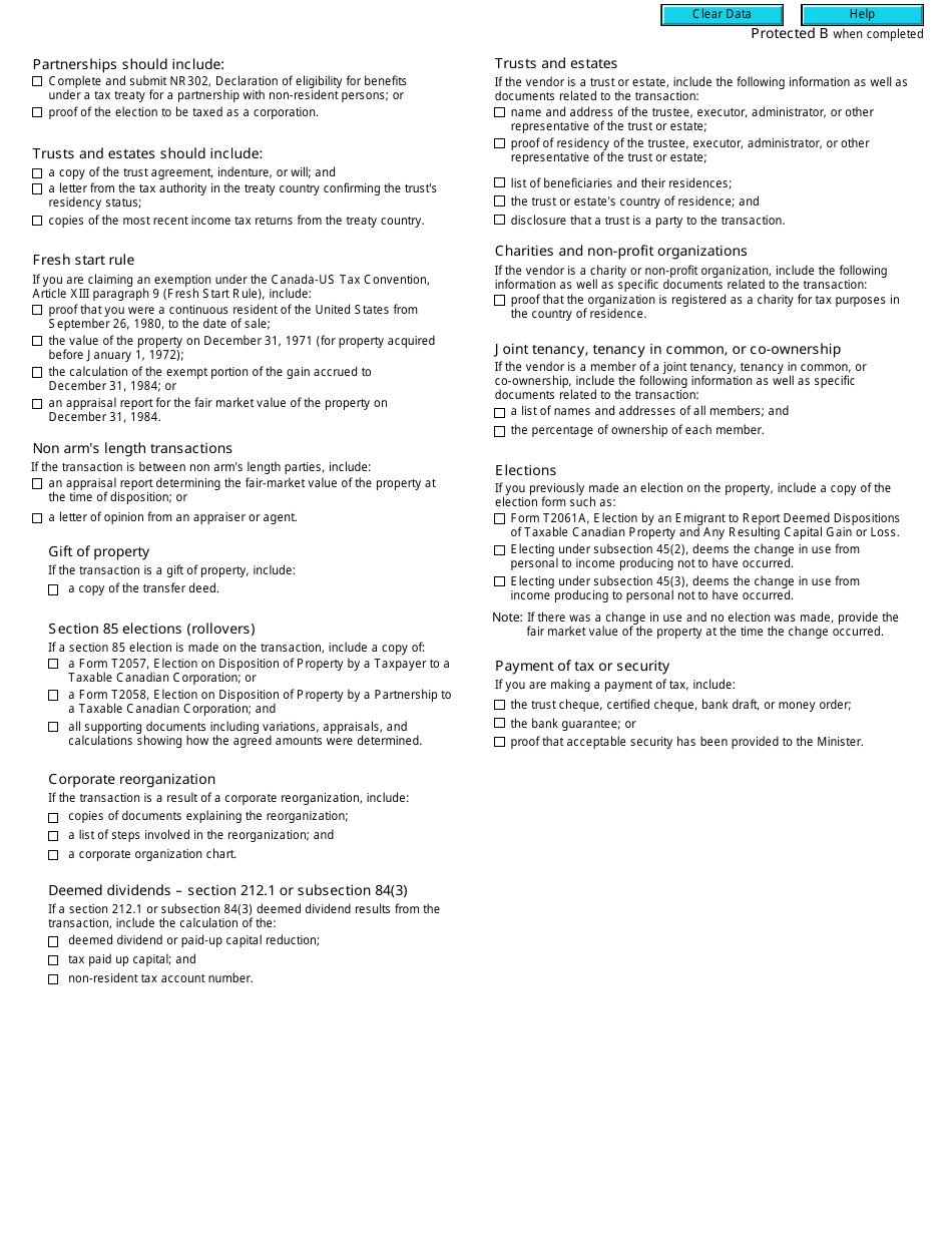 Form T2062A Request by a Non-resident of Canada for a Certificate of Compliance Related to the Disposition of Canadian Resource or Timber Resource Property, Canadian Real Property (Other Than Capital Property), or Depreciable Taxable Canadian Property - Canada, Page 4