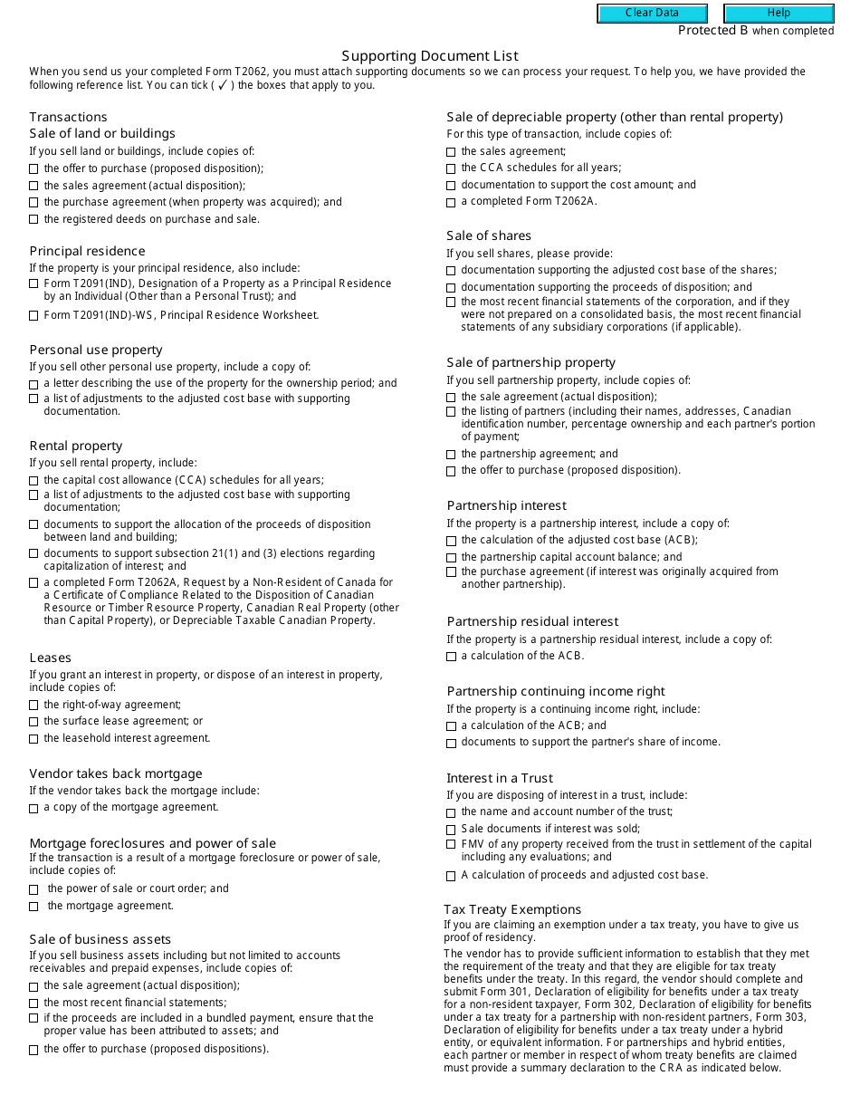 Form T2062 Request by a Non-resident of Canada for a Certificate of Compliance Related to the Disposition of Taxable Canadian Property - Canada, Page 3
