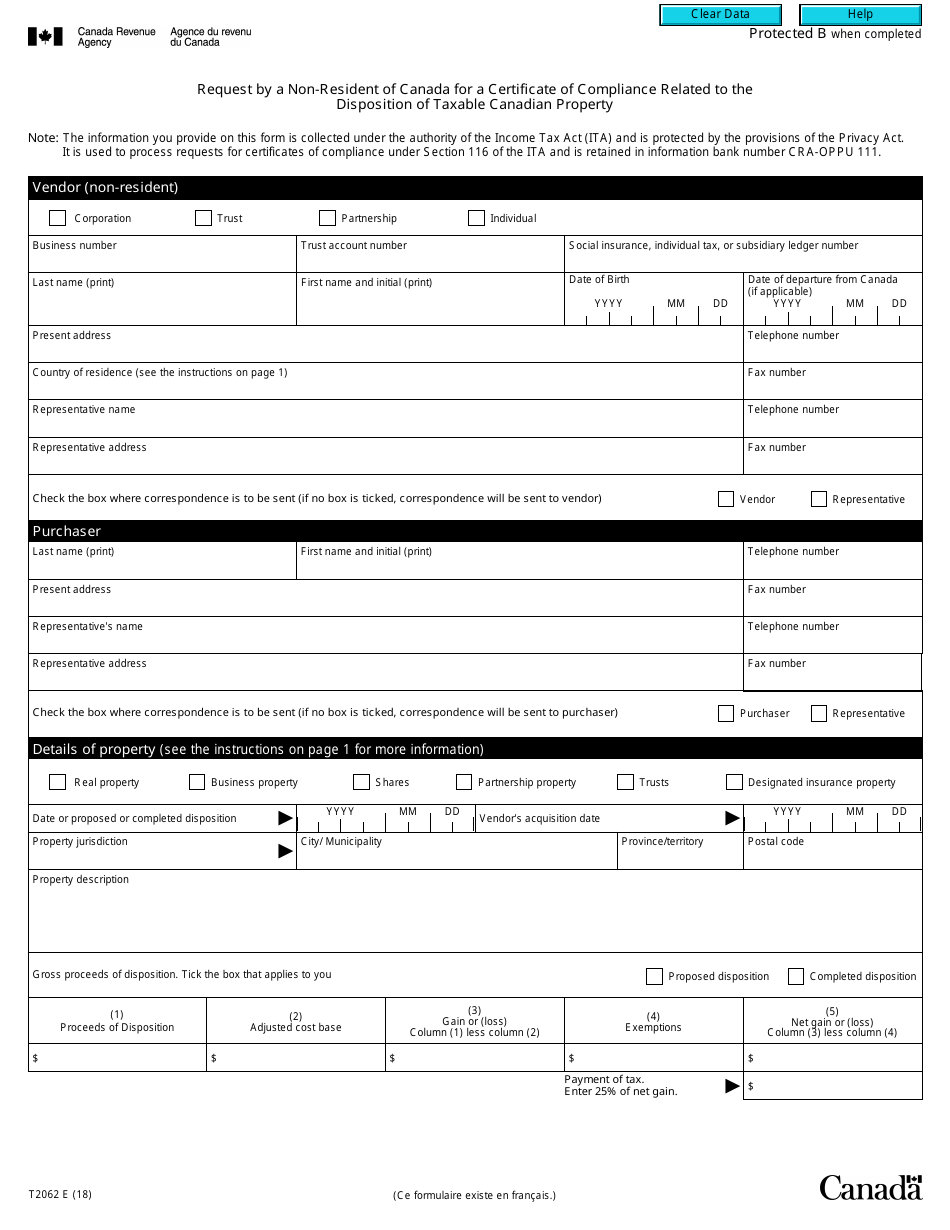 Form T2062 Request by a Non-resident of Canada for a Certificate of Compliance Related to the Disposition of Taxable Canadian Property - Canada, Page 5