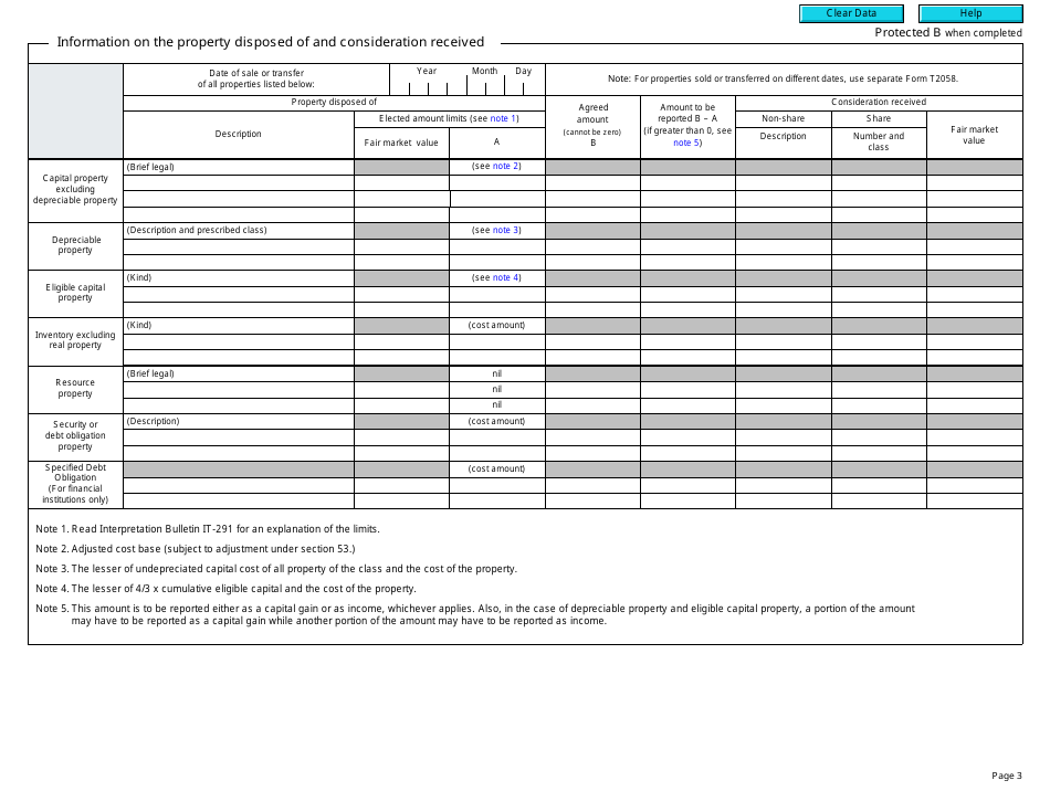 Form T2058 Election on Disposition of Property by a Partnership to a Taxable Canadian Corporation - Canada, Page 3