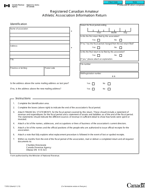 Form T2052  Printable Pdf
