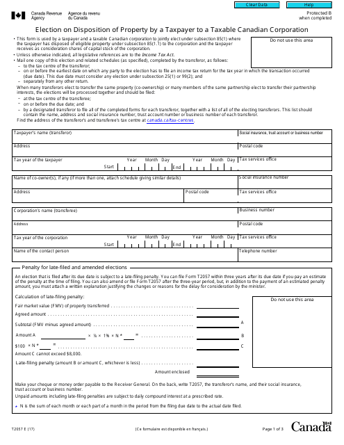 Form T2057  Printable Pdf