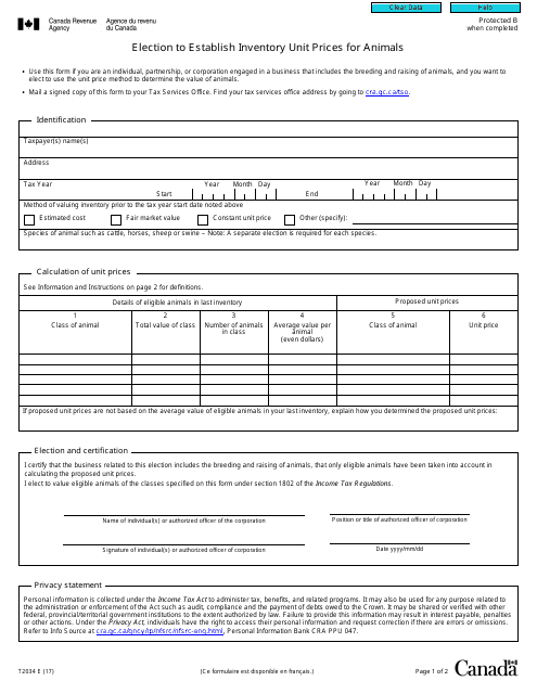 Form T2034  Printable Pdf