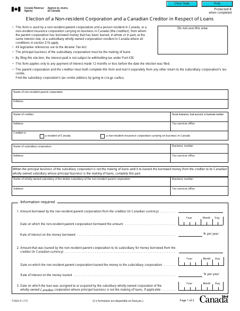 Form T2023  Printable Pdf