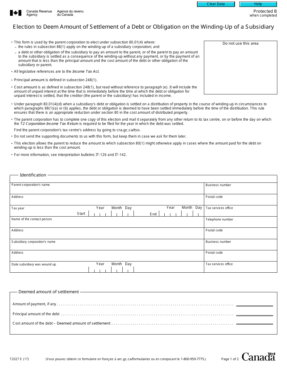 form-t2027-download-fillable-pdf-or-fill-online-election-to-deem-amount