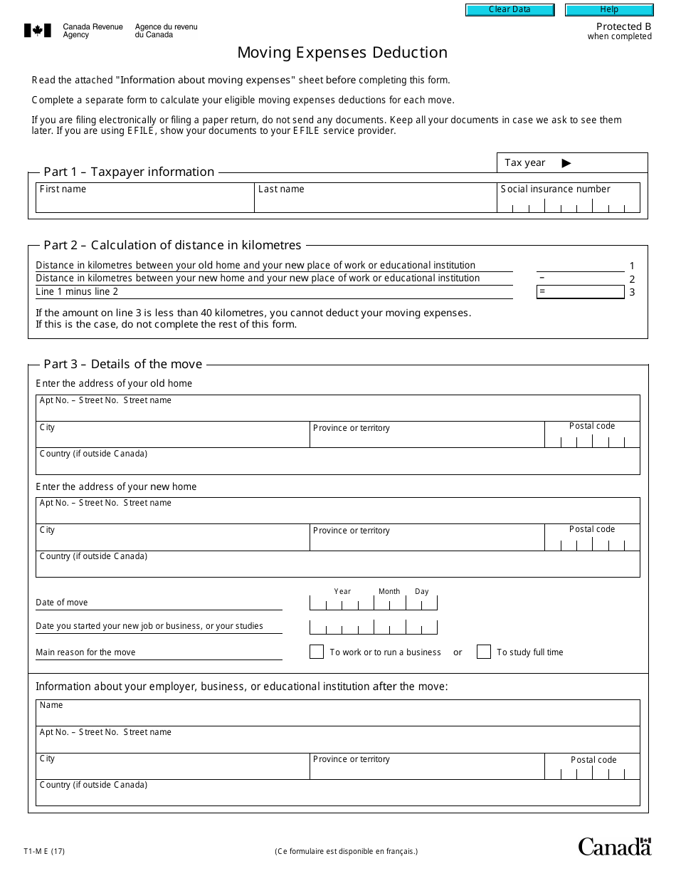 Form T1-M Moving Expenses Deduction - Canada, Page 3