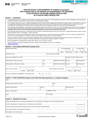 Document preview: Form T1288 Application by a Non-resident of Canada (Corporation) for a Reduction in the Amount of Non-resident Tax Required to Be Withheld on Income Earned From Acting in a Film or Video Production - Canada