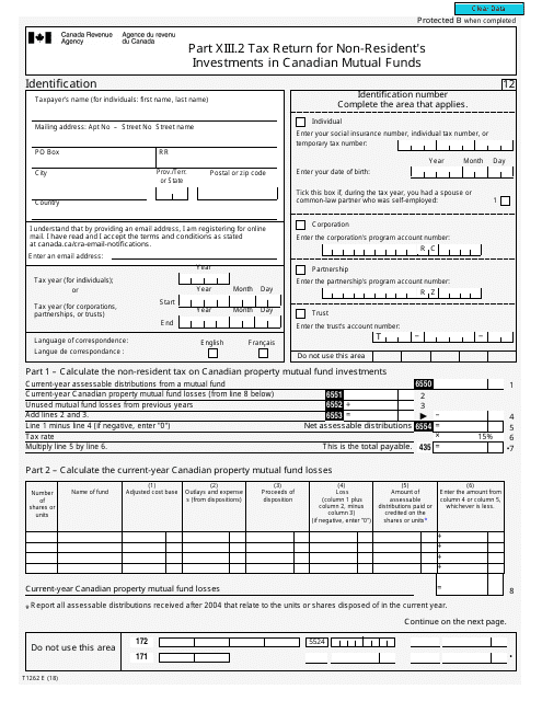 Form T1262 Part XIII.2  Printable Pdf
