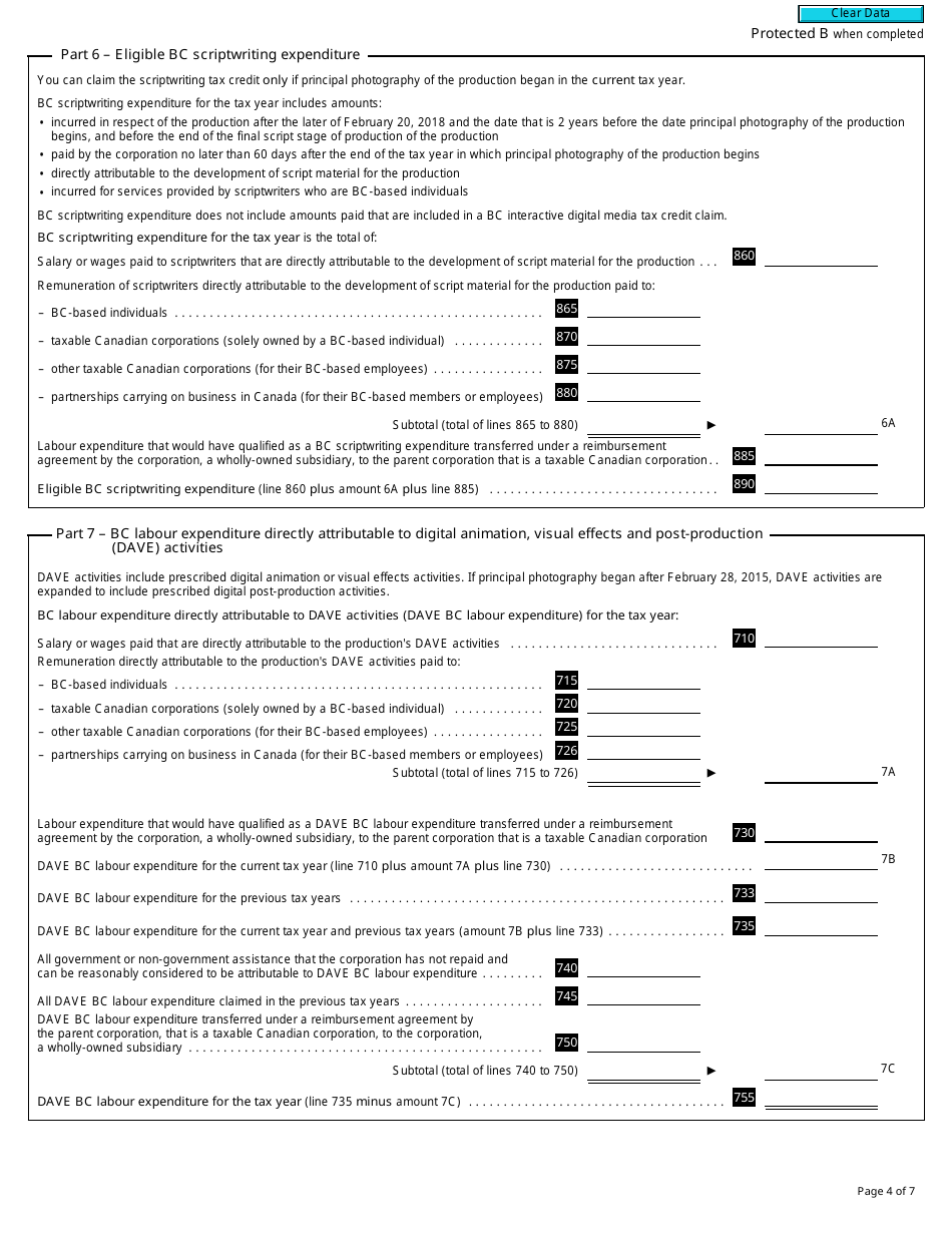 Form T1196 British Columbia Film and Television Tax Credit (2018 and Later Tax Years) - Canada, Page 4