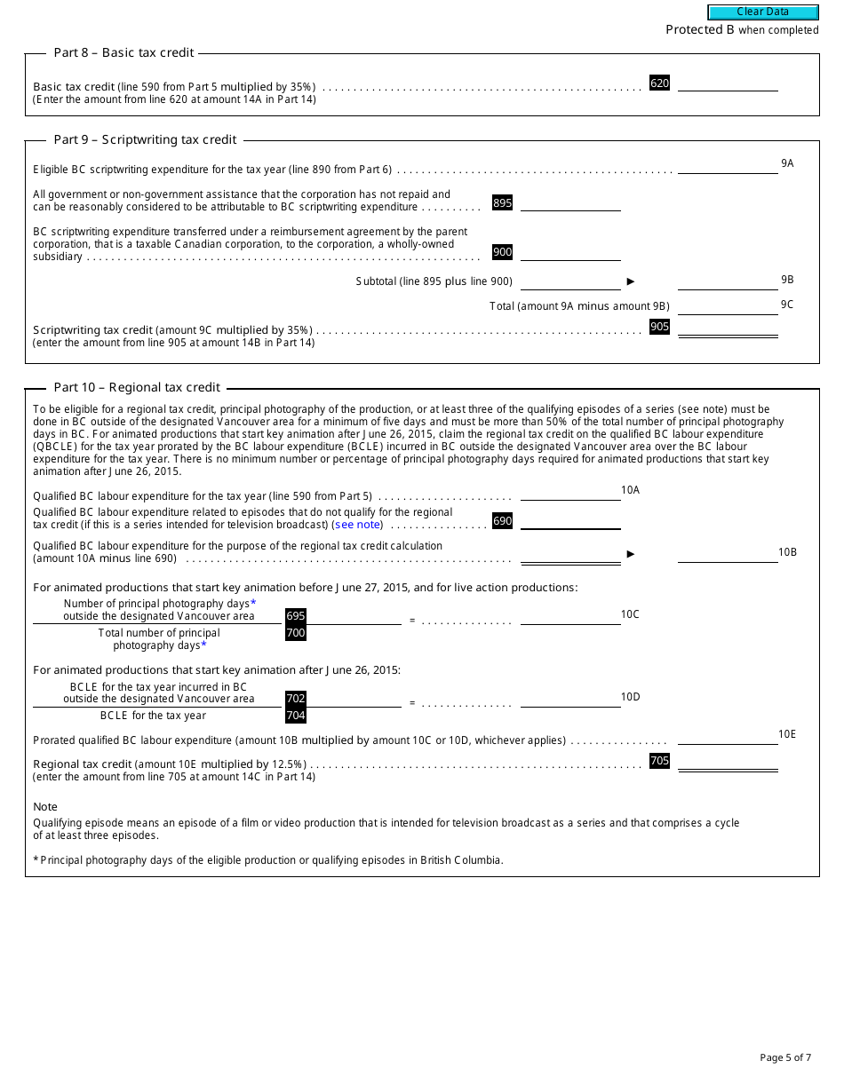 Form T1196 British Columbia Film and Television Tax Credit (2018 and Later Tax Years) - Canada, Page 5