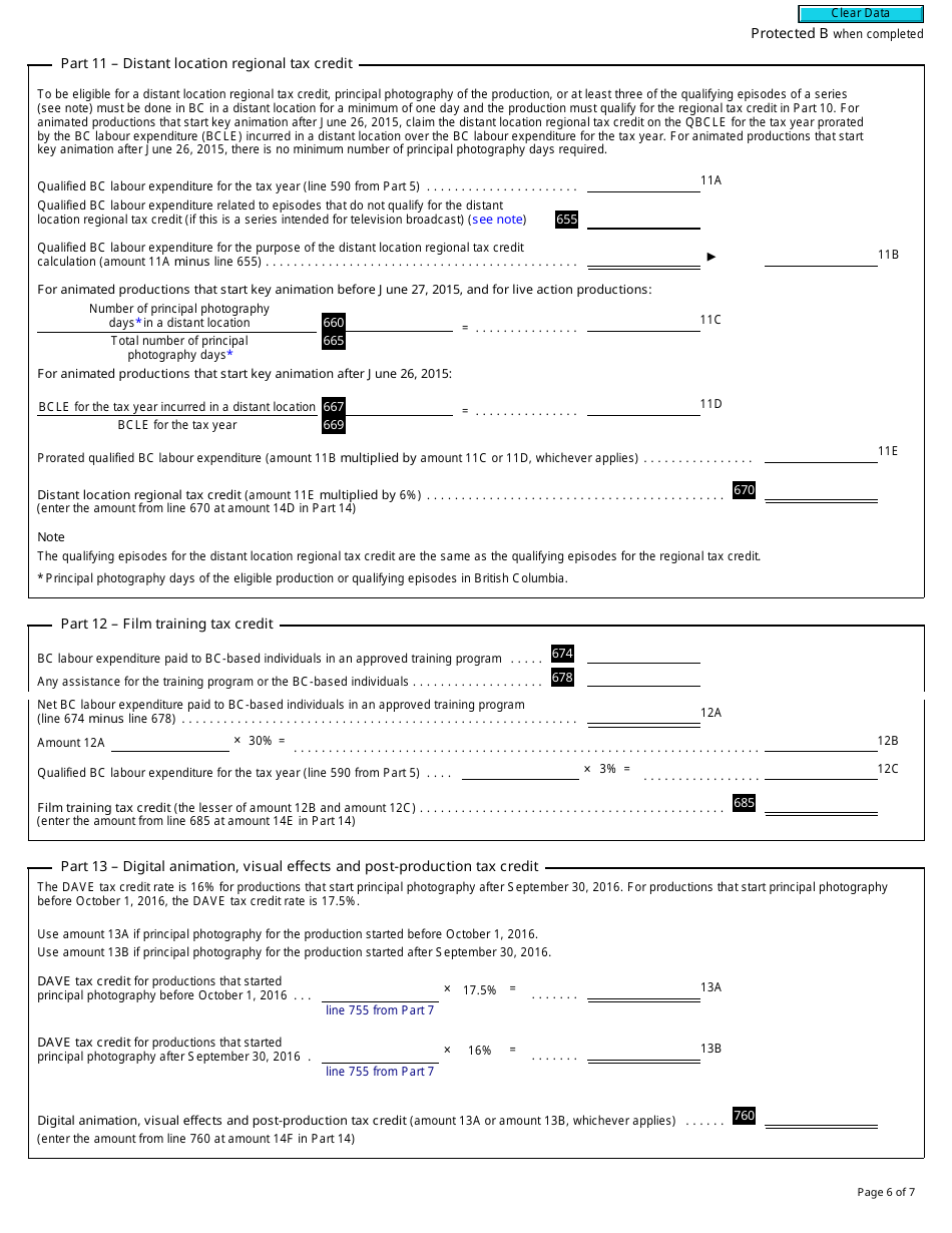 Form T1196 British Columbia Film and Television Tax Credit (2018 and Later Tax Years) - Canada, Page 6