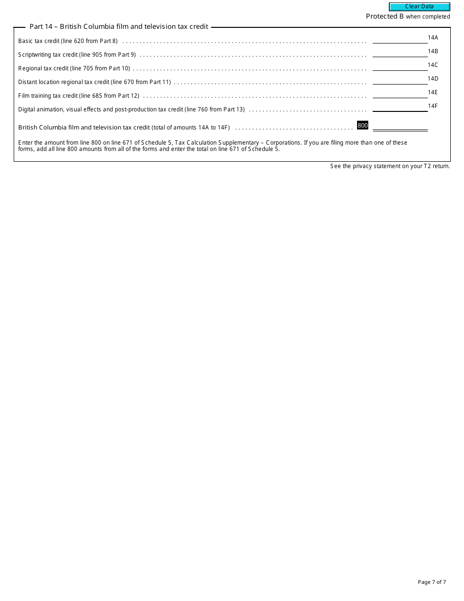 Form T1196 British Columbia Film and Television Tax Credit (2018 and Later Tax Years) - Canada, Page 7