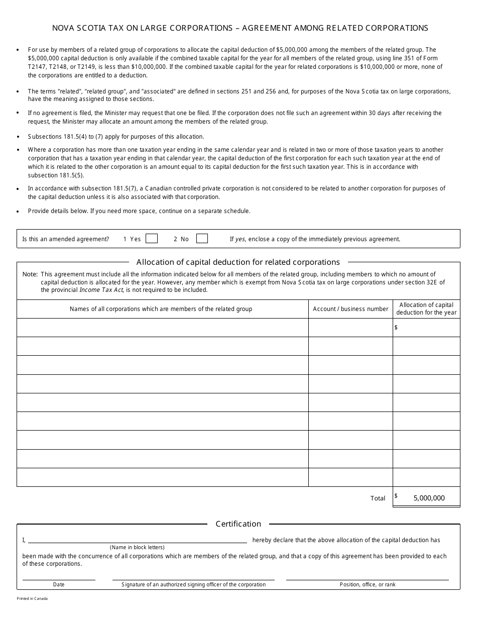 Form T1167 Nova Scotia Tax on Large Corporations - Canada, Page 2
