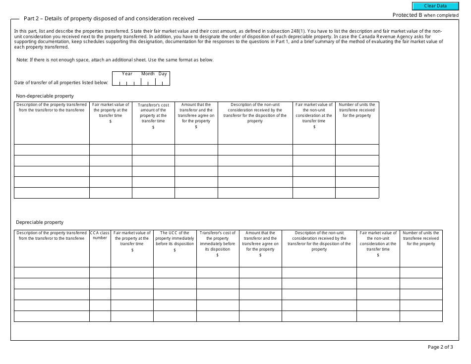 Form T1169 Election on Disposition of Property by a Mutual Fund Corporation (Or a Mutual Fund Trust) to a Mutual Fund Trust - Canada, Page 2