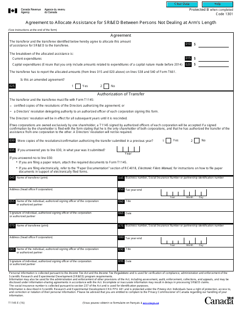 Form T1145  Printable Pdf
