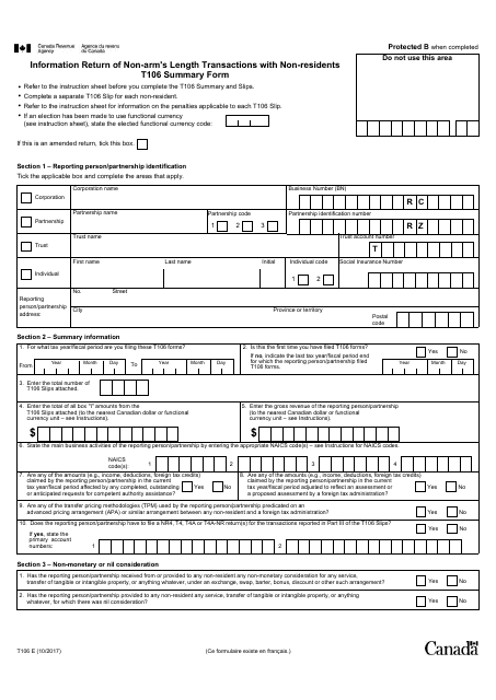 Form T106  Printable Pdf