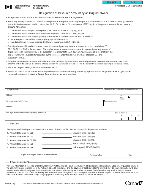 Form T1046  Printable Pdf