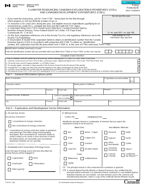 Form T101A  Printable Pdf