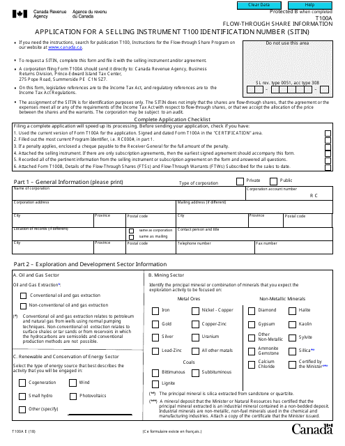 Form T100A Printable Pdf