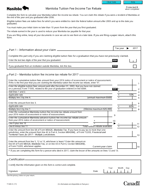 form-t1005-download-fillable-pdf-or-fill-online-manitoba-tuition-fee
