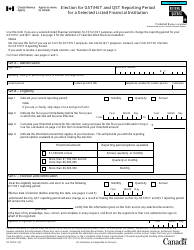 Document preview: Form RC7220 Election for Gst/Hst and Qst Reporting Period for a Selected Listed Financial Institution - Canada
