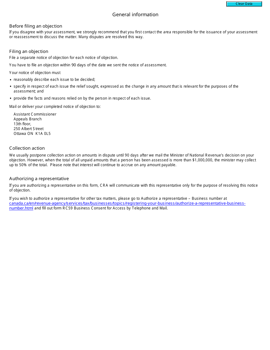 Form RC644 Notice of Objection - Greenhouse Gas Pollution Pricing Act - Canada, Page 2