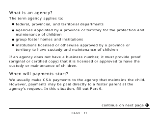 Form RC64 Children&#039;s Special Allowances - Large Print - Canada, Page 11