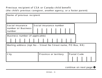 Form RC64 Children&#039;s Special Allowances - Large Print - Canada, Page 5