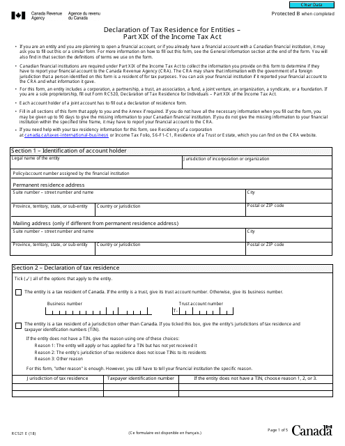 Form RC521  Printable Pdf