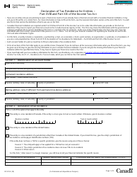 Form RC519 Declaration of Tax Residence for Entities - Part Xviii and Part Xix of the Income Tax Act - Canada