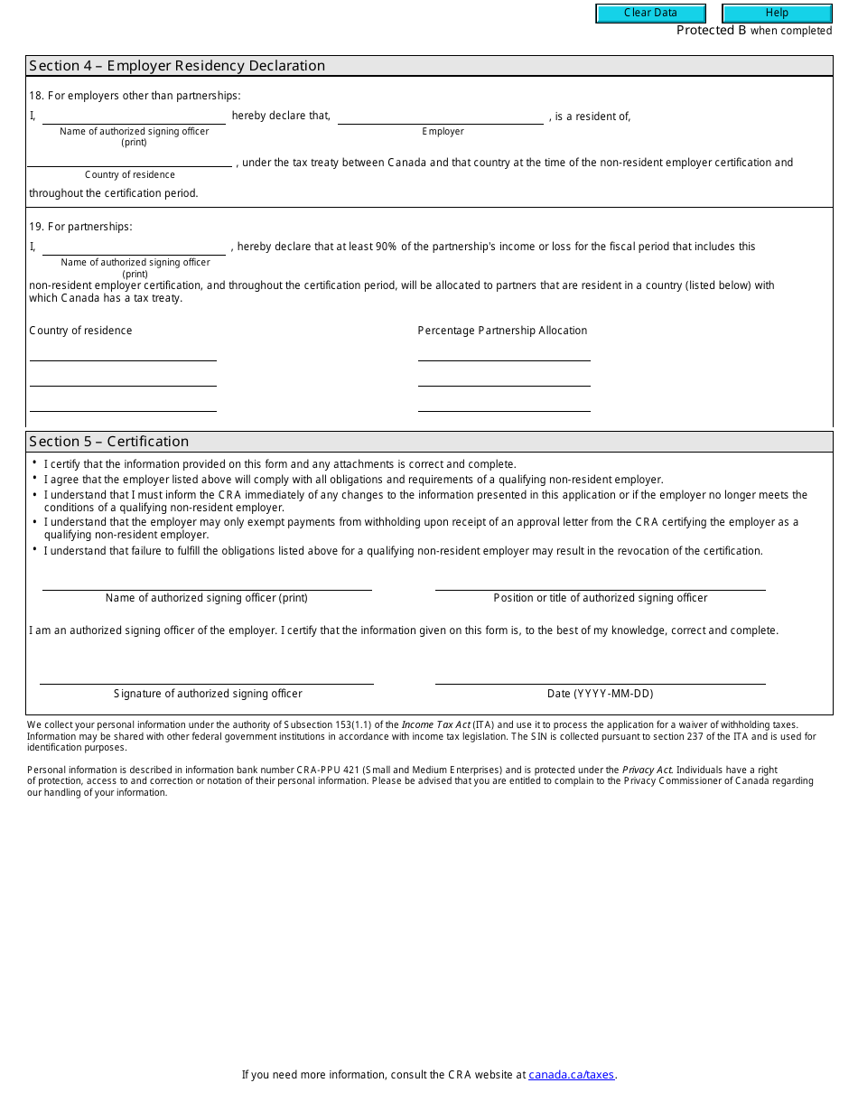 Form RC473 Non-resident Employer Certification - Canada, Page 4