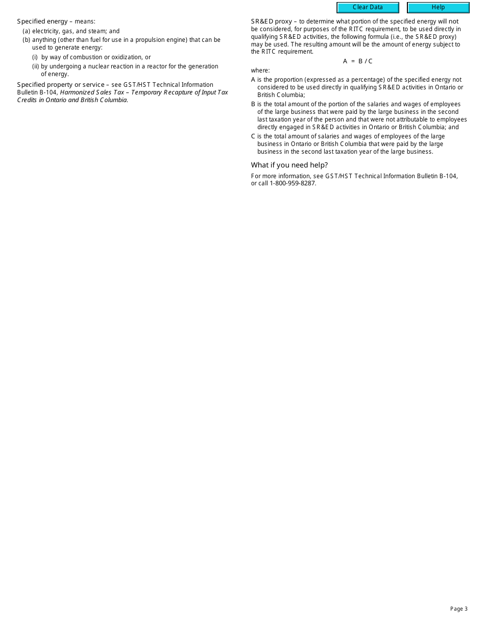 Form RC4613 Election to Use the Scientific Research and Experimental Developmental Proxy to Report the Recapture of Input Tax Credits - Canada, Page 3