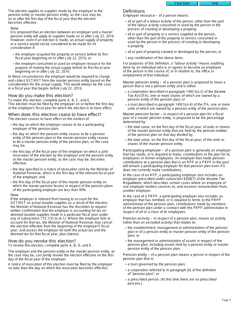 Form RC4615 Election or Revocation of the Election to Not Account for Gst / Hst on Actual Taxable Supplies - Canada, Page 3