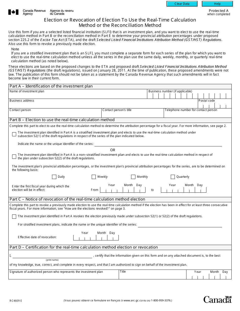 Form RC4609 - Fill Out, Sign Online and Download Fillable PDF, Canada ...