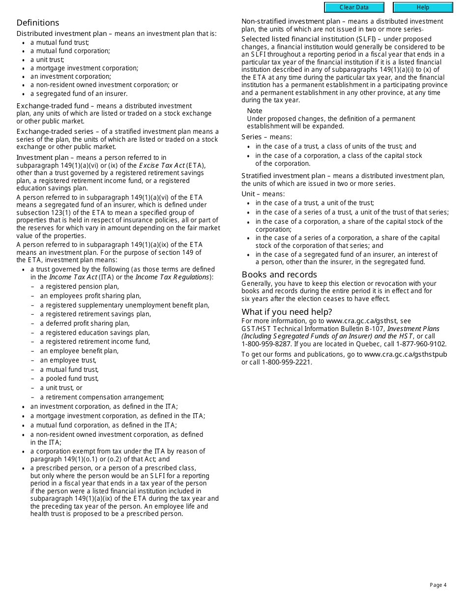 Form RC4609 Election or Revocation of Election to Use the Real-Time Calculation Method or the Reconciliation Method - Canada, Page 4