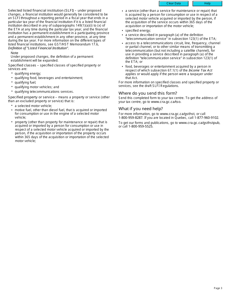 Form RC4605 Total Tax Recovery Rate Election or Revocation for a Selected Listed Financial Institution - Canada, Page 3