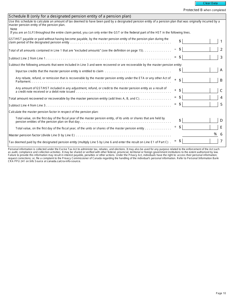 Form RC4607 Gst / Hst Pension Entity Rebate Application and Election - Canada, Page 10