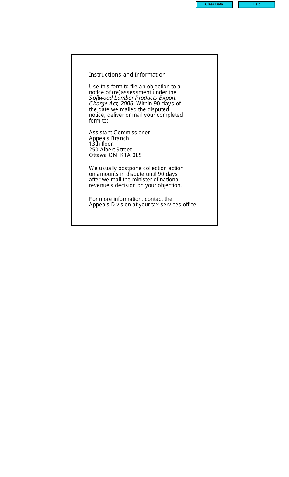 Form RC45 Notice of Objection (Softwood Lumber Products Export Charge Act, 2006) - Canada, Page 2