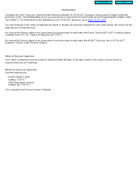Form RC375 Notice of Objection (Qst) for Selected Listed Financial Institutions - Canada, Page 2