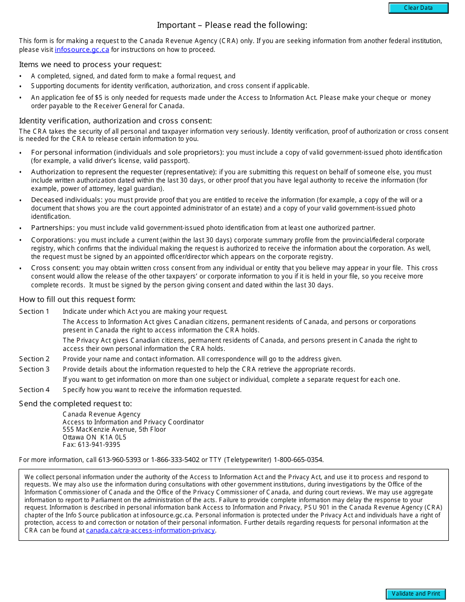 Form RC378 Access to Information and Personal Information Request Form - Canada, Page 2
