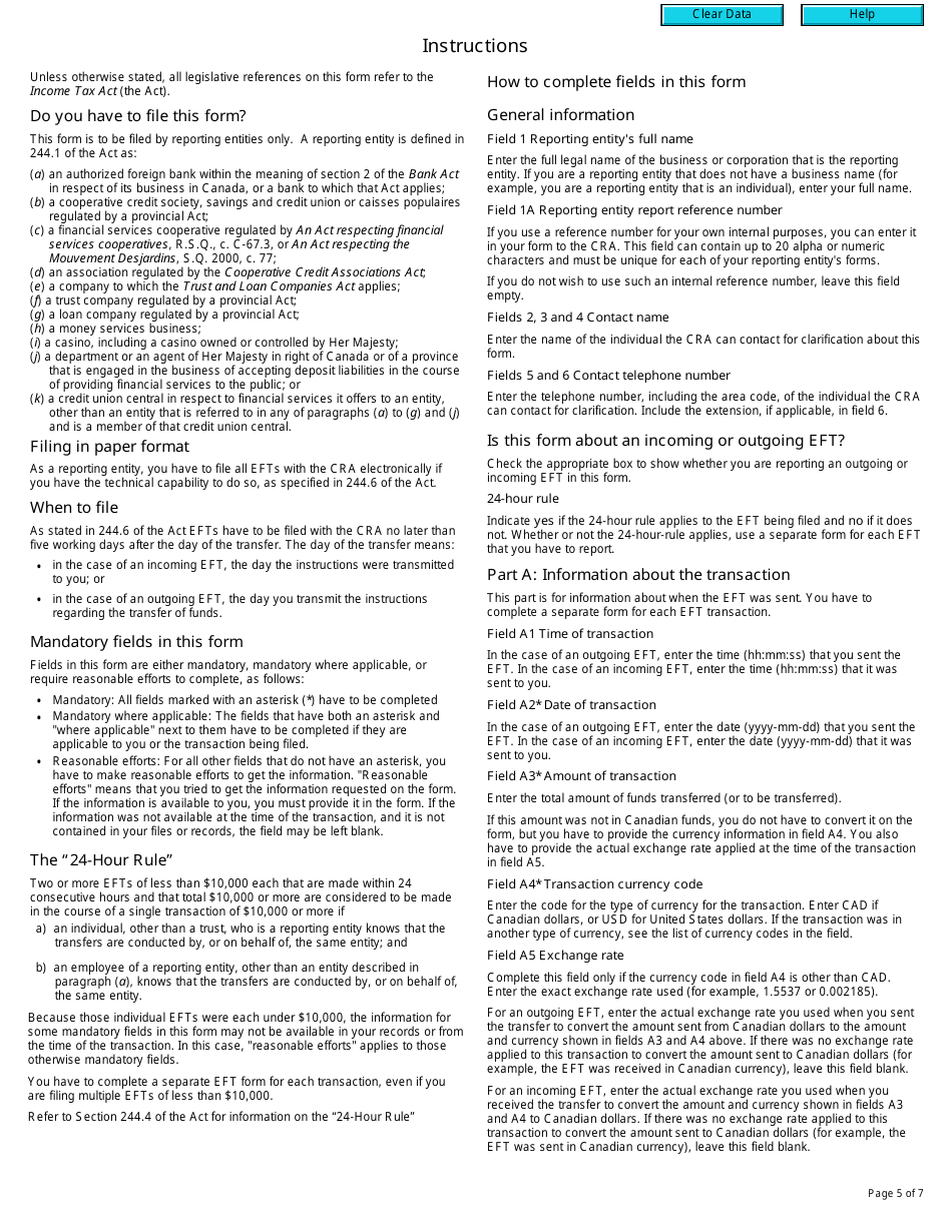 Form RC438 International Electronic Funds Transfer Report - Canada, Page 5