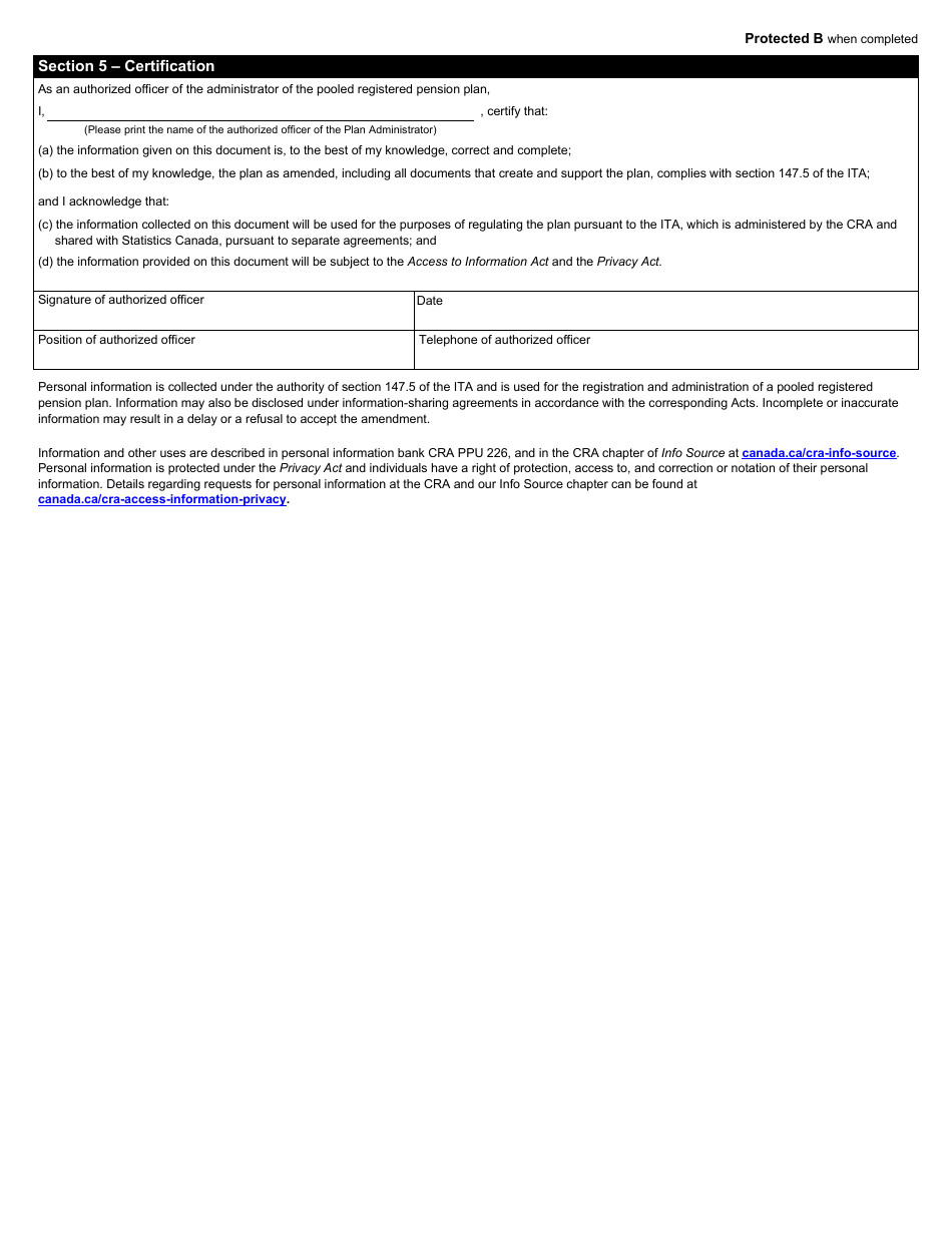 Form RC365-CA Pooled Registered Pension Plan Amendment Information - Canada, Page 2